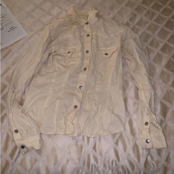 Beige corduroy button up top - Picture 2 of 4